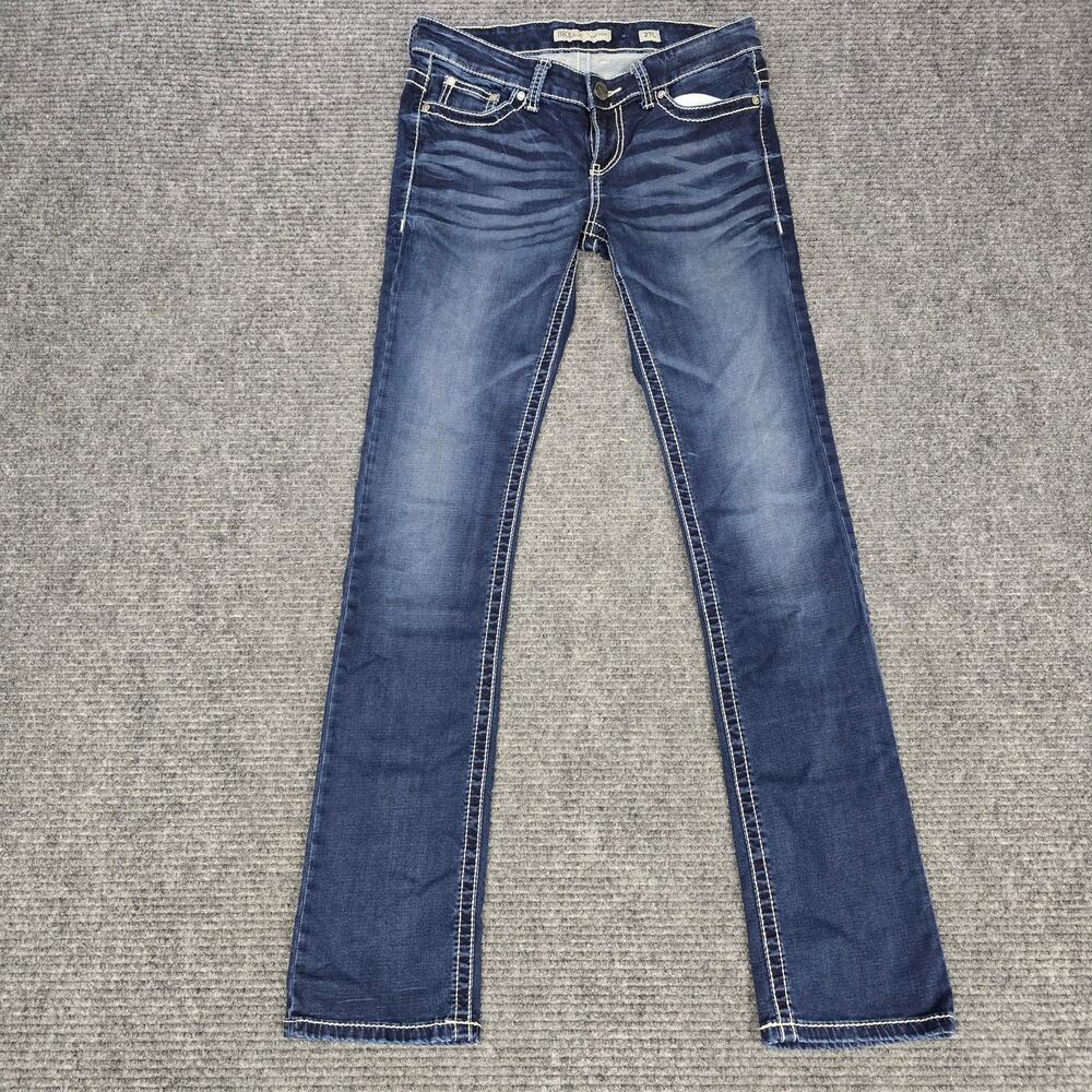 BKE Payton Jeans Womens 27L Blue Bootcut Stretch Western Contrast Stitch